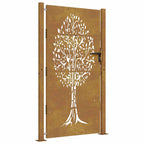 Cancello da giardino 100x175 cm in acciaio Corten con design ad albero