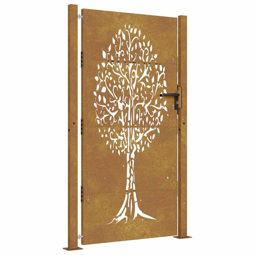 Cancello da giardino 100x175 cm in acciaio Corten con design ad albero