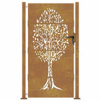 Cancello da giardino 100x175 cm in acciaio Corten con design ad albero