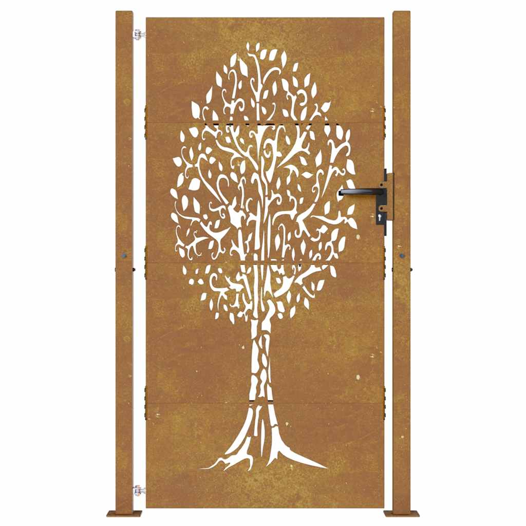Cancello da giardino 100x175 cm in acciaio Corten con design ad albero