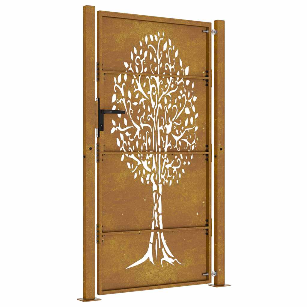 Cancello da giardino 100x175 cm in acciaio Corten con design ad albero