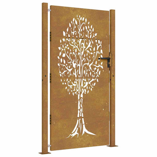 Cancello da giardino 100x200 cm in acciaio Corten con design ad albero