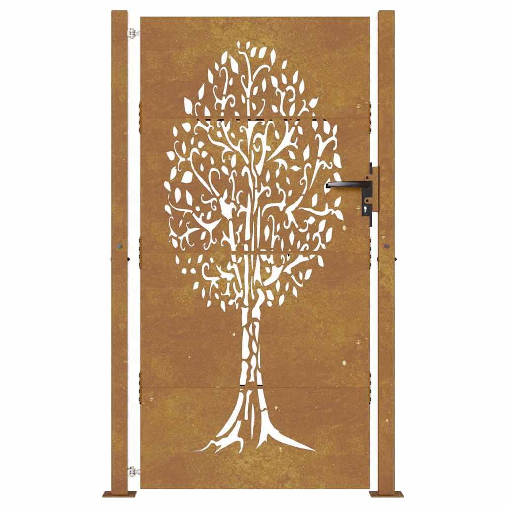 Cancello da giardino 100x200 cm in acciaio Corten con design ad albero