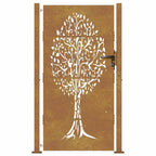 Cancello da giardino 100x200 cm in acciaio Corten con design ad albero