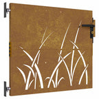 Cancello da giardino 85x75 cm in acciaio Corten con design erba