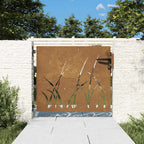 Cancello da giardino 85x75 cm in acciaio Corten con design erba