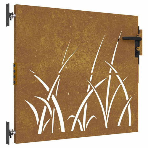 Cancello da giardino 85x100 cm acciaio Corten design erba