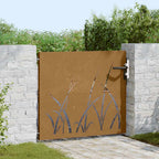 Cancello da giardino 85x100 cm acciaio Corten design erba
