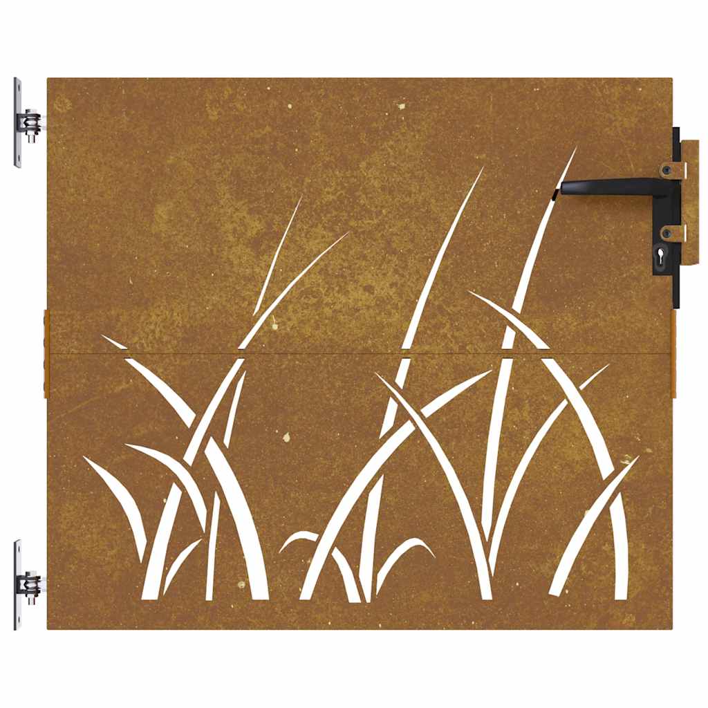 Cancello da giardino 85x100 cm acciaio Corten design erba