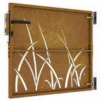 Cancello da giardino 85x100 cm acciaio Corten design erba