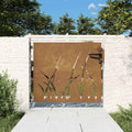 Cancello da giardino 85x100 cm acciaio Corten design erba