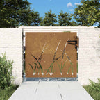 Cancello da giardino 85x100 cm acciaio Corten design erba