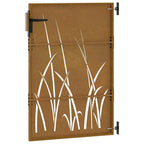 Cancello da giardino 85x125 cm in acciaio Corten con design erba tagliato al laser