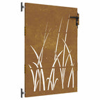 Cancello da giardino 85x150 cm in acciaio Corten con design erba
