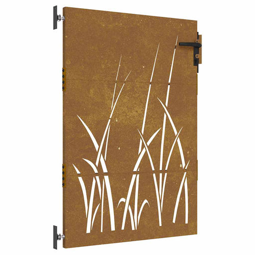 Cancello da giardino 85x150 cm in acciaio Corten con design erba