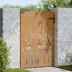 Cancello da giardino 85x150 cm in acciaio Corten con design erba