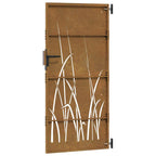 Cancello da giardino 85x175 cm in acciaio Corten con design erba
