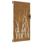 Cancello da giardino 85x200 cm in acciaio Corten con design erba