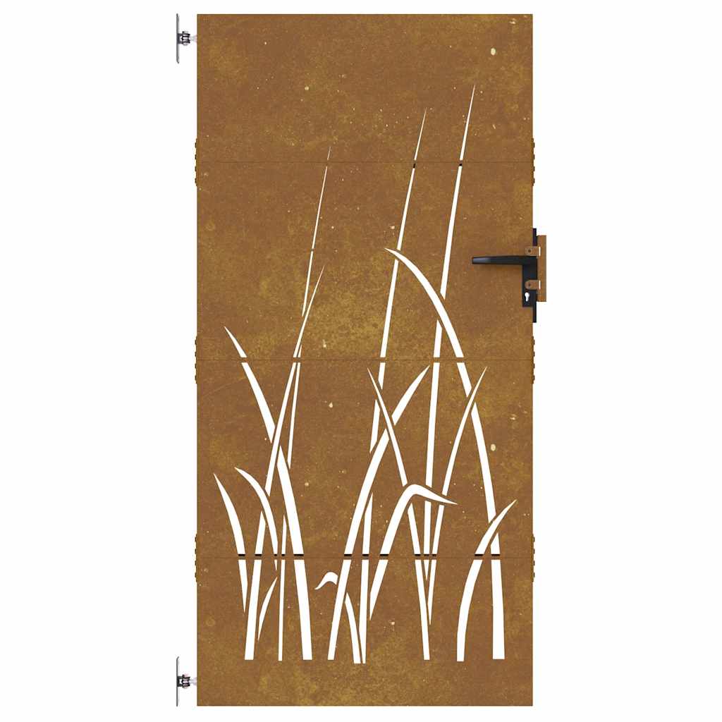 Cancello da giardino 85x200 cm in acciaio Corten con design erba