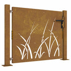 Cancello da giardino 100x75 cm acciaio Corten design erba