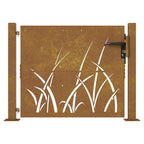 Cancello da giardino 100x75 cm acciaio Corten design erba
