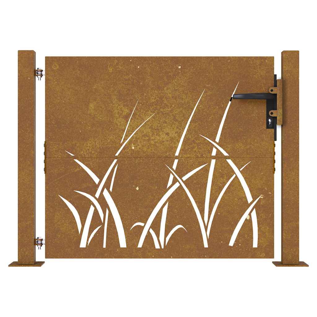 Cancello da giardino 100x75 cm acciaio Corten design erba