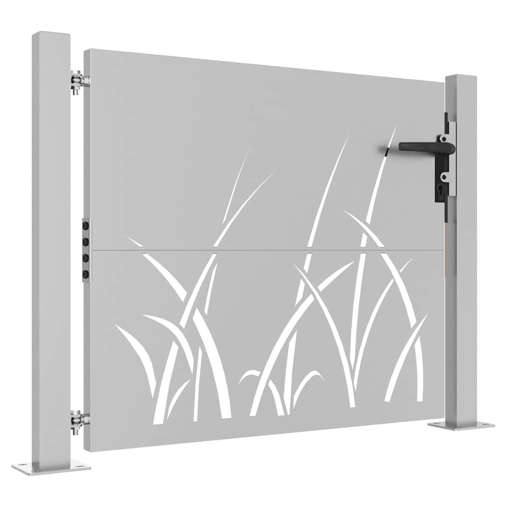 Cancello da giardino 100x75 cm acciaio Corten design erba