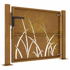 Cancello da giardino 100x75 cm acciaio Corten design erba