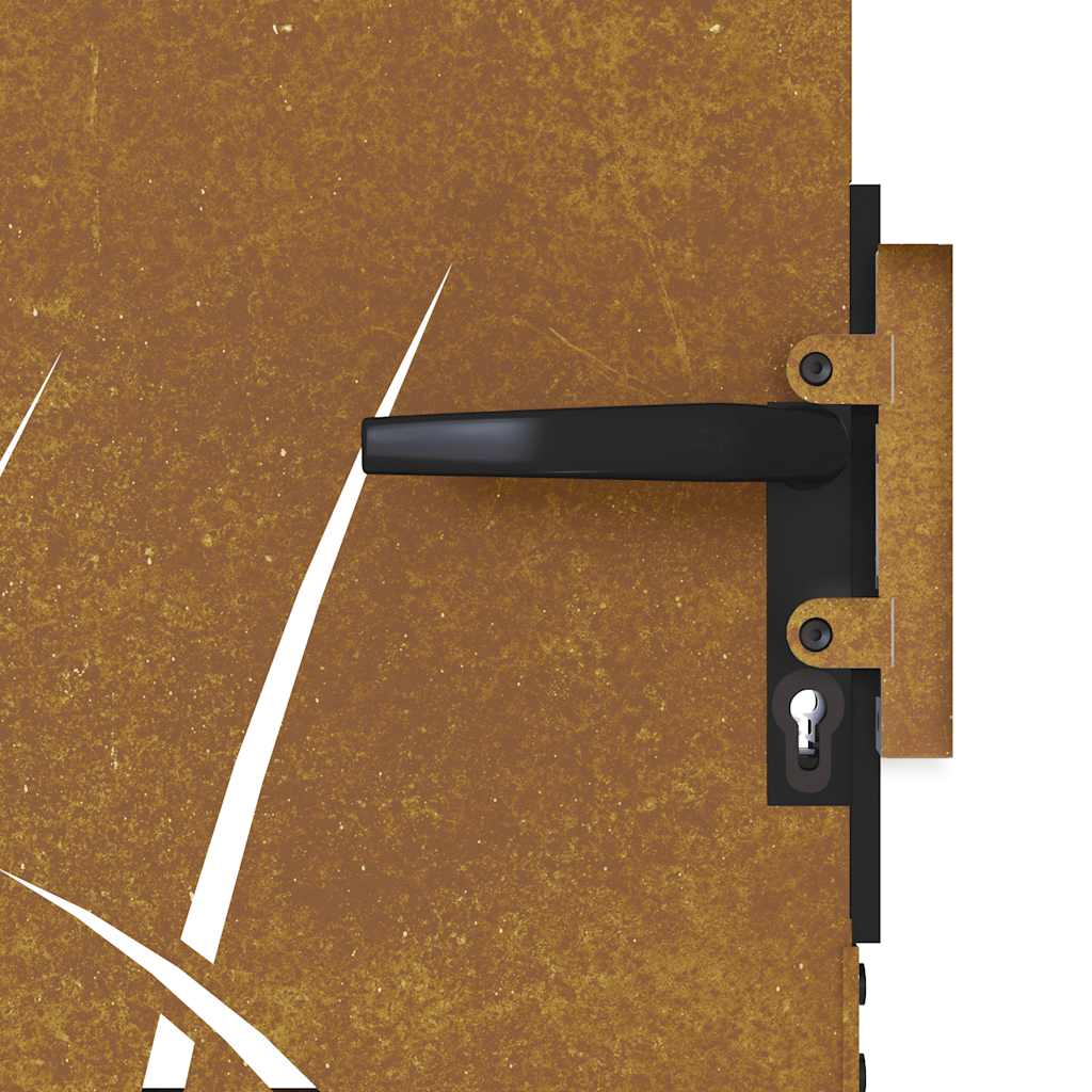 Cancello da giardino 100x75 cm acciaio Corten design erba