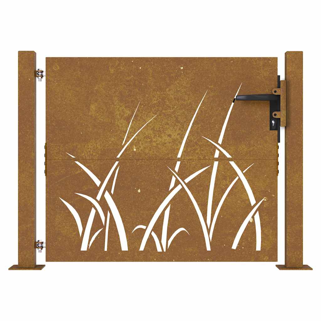 Cancello da giardino 100x100 cm in acciaio Corten con design erba