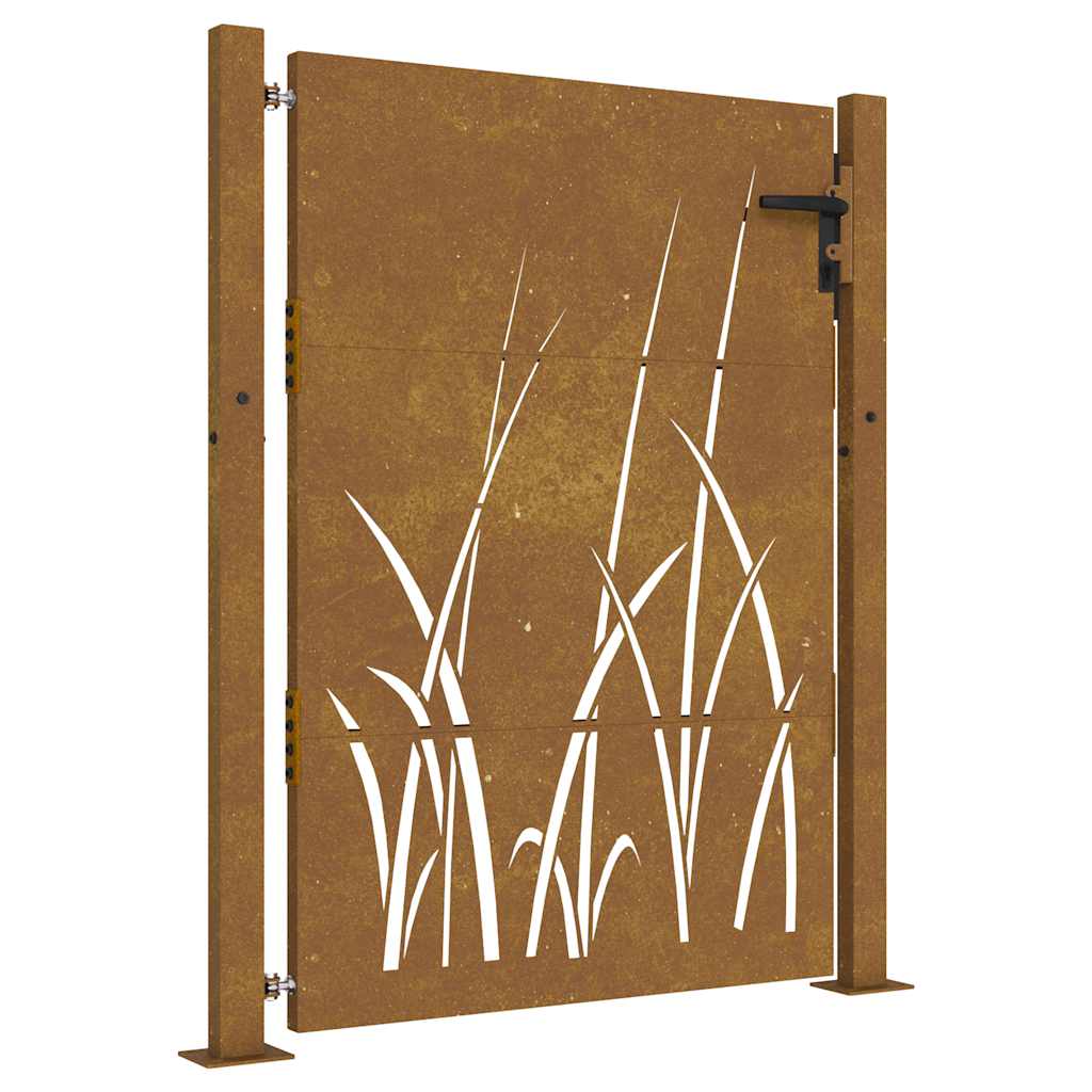 Cancello da giardino 100x125 cm acciaio Corten design erba