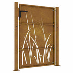 Cancello da giardino 100x125 cm acciaio Corten design erba