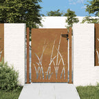 Cancello da giardino 100x125 cm acciaio Corten design erba