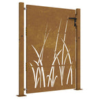 Cancello da giardino 100x150 cm in acciaio Corten con design erba