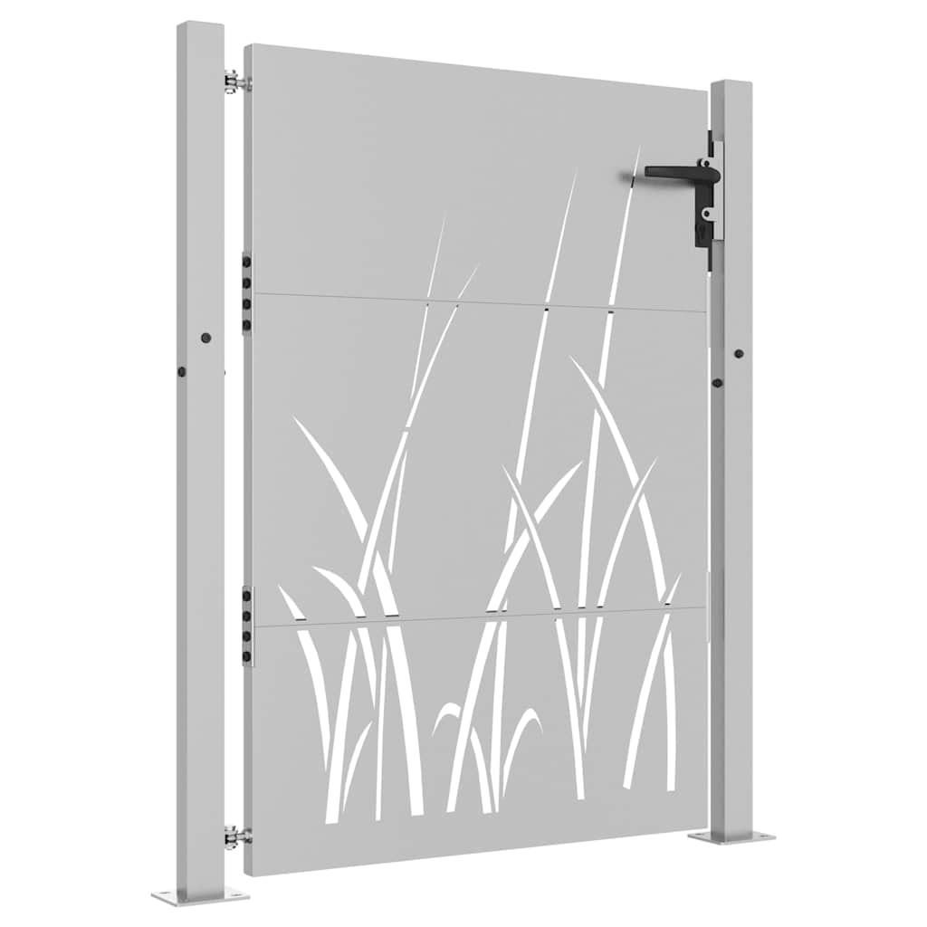 Cancello da giardino 100x150 cm in acciaio Corten con design erba