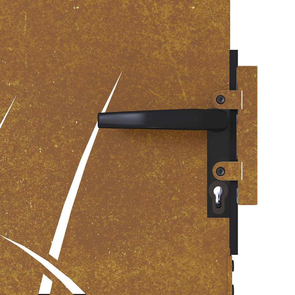 Cancello da giardino 100x150 cm in acciaio Corten con design erba