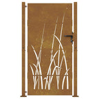 Cancello da giardino 100x175 cm acciaio Corten design erba