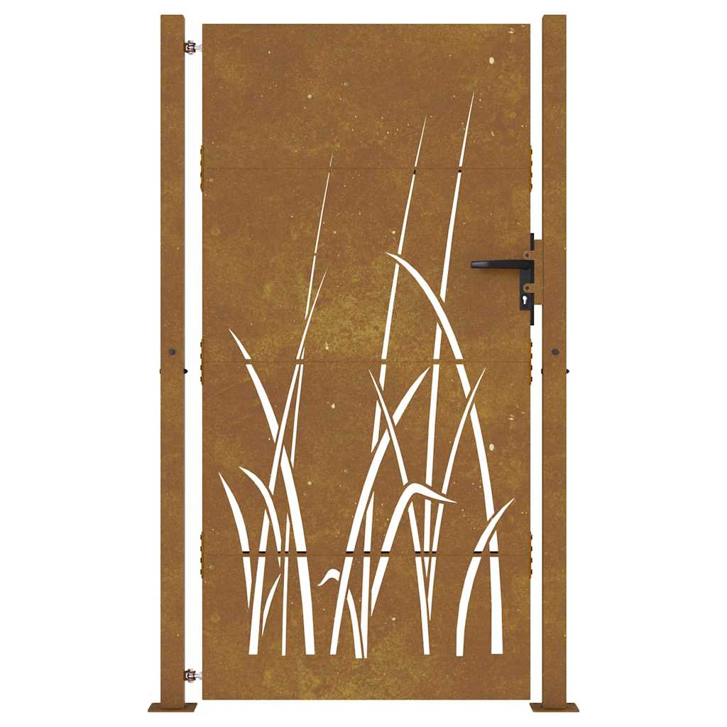 Cancello da giardino 100x175 cm acciaio Corten design erba