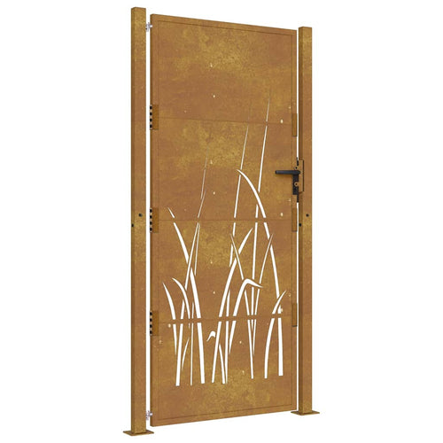 Cancello da giardino 100x200 cm acciaio Corten design erba