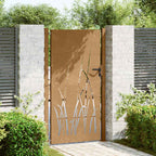 Cancello da giardino 100x200 cm acciaio Corten design erba