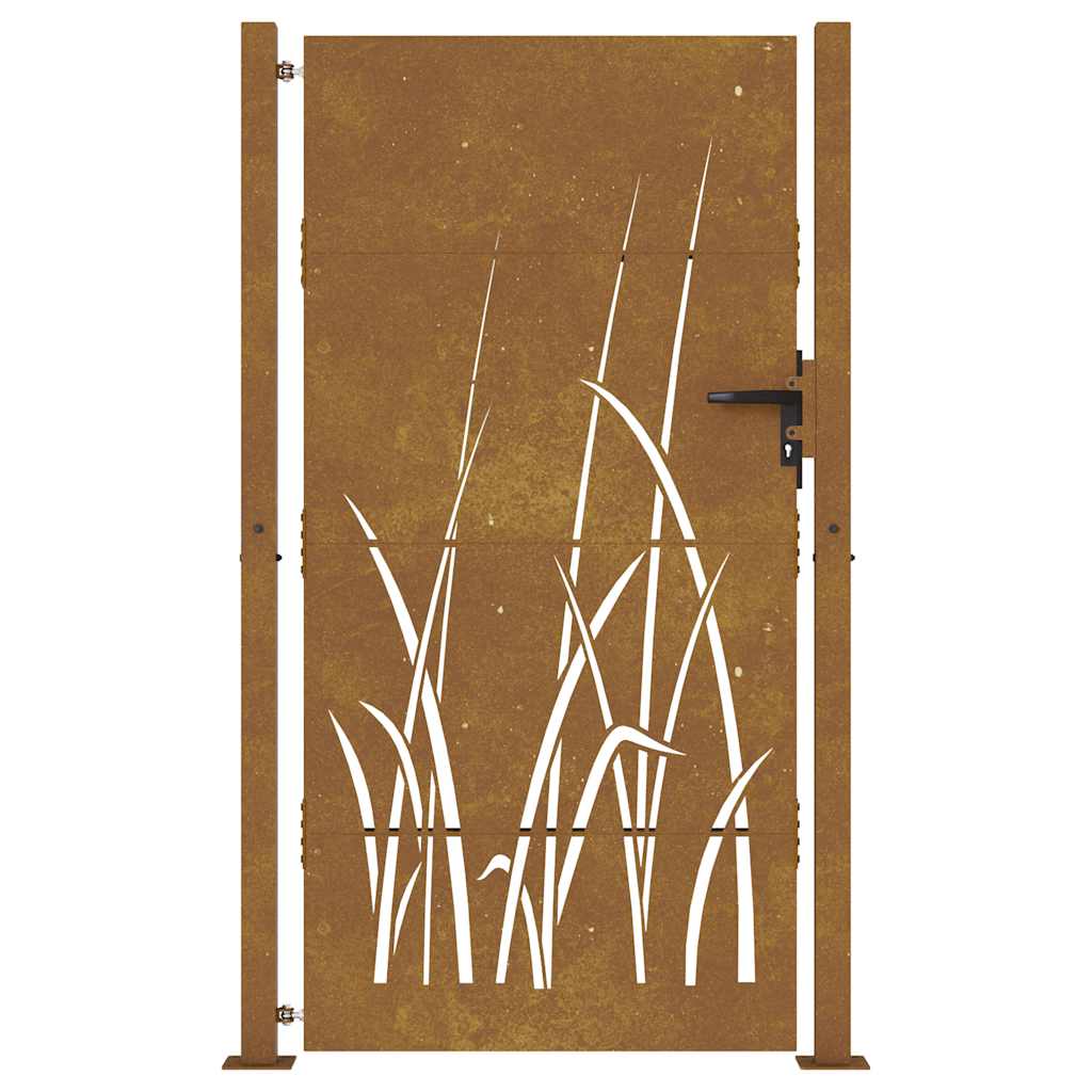 Cancello da giardino 100x200 cm acciaio Corten design erba