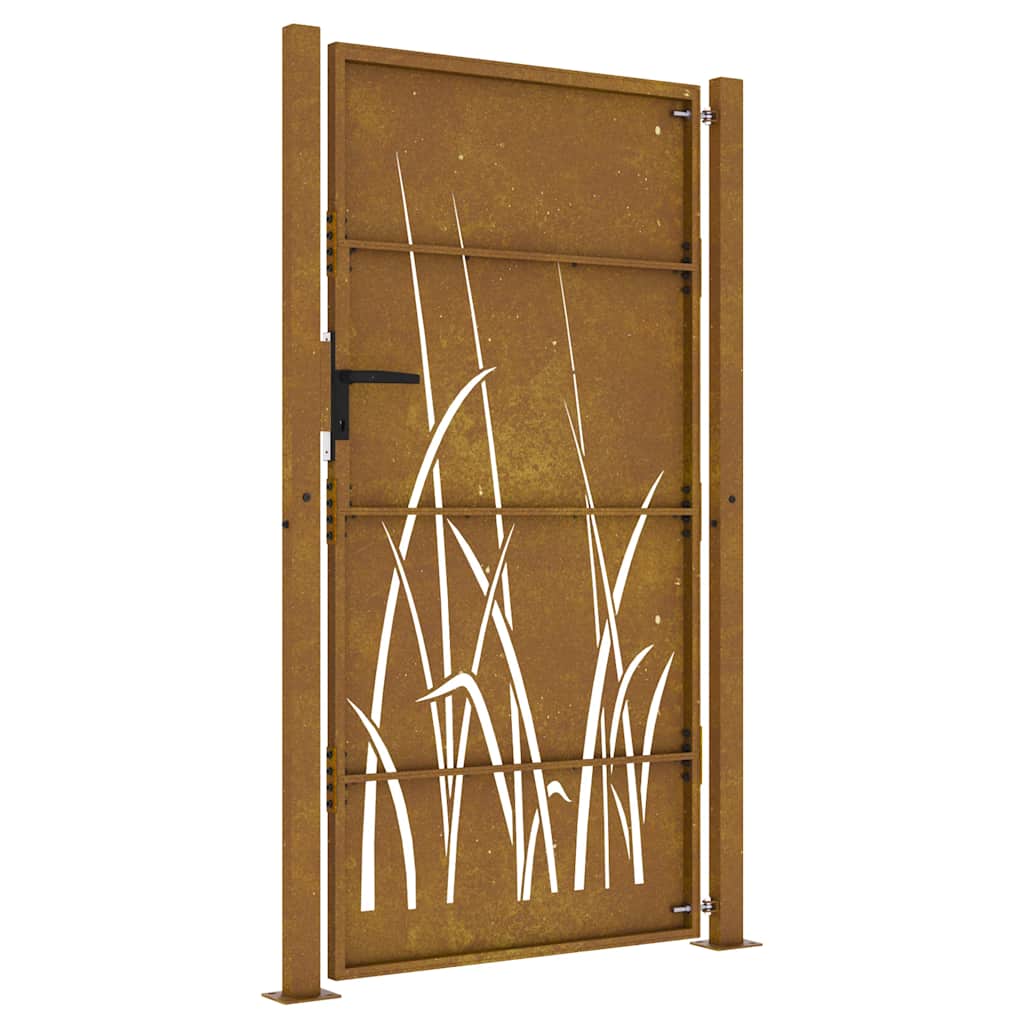 Cancello da giardino 100x200 cm acciaio Corten design erba