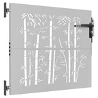Cancello da giardino 85x75 cm in acciaio Corten con design tagliato al laser e bambù