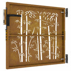 Cancello da giardino 85x75 cm in acciaio Corten con design tagliato al laser e bambù