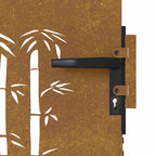 Cancello da giardino 85x75 cm in acciaio Corten con design tagliato al laser e bambù