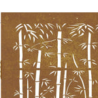 Cancello da giardino 85x75 cm in acciaio Corten con design tagliato al laser e bambù