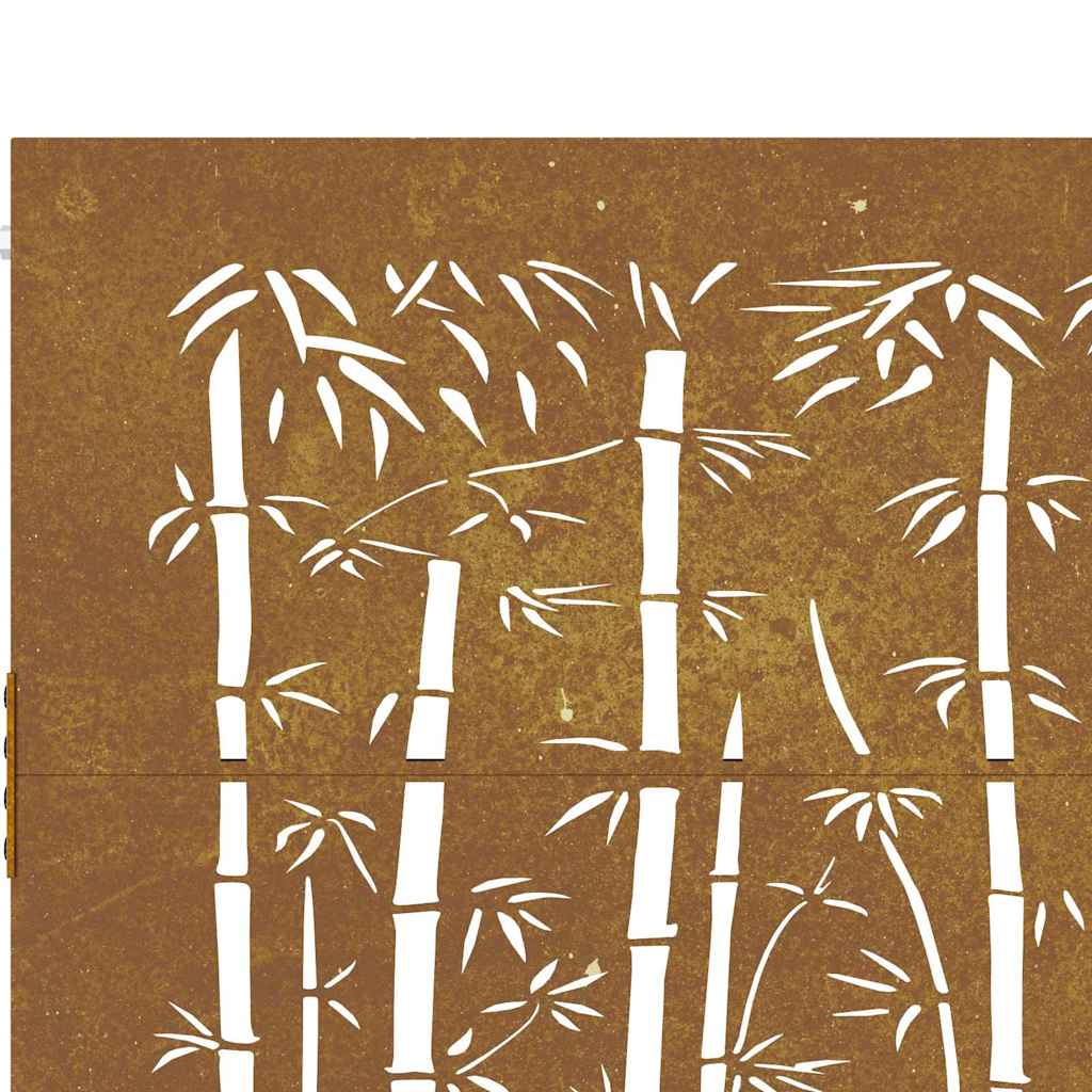 Cancello da giardino 85x75 cm in acciaio Corten con design tagliato al laser e bambù