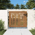 Cancello da giardino 85x75 cm in acciaio Corten con design tagliato al laser e bambù