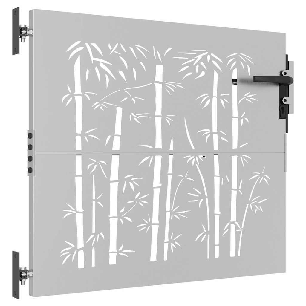 Cancello da giardino 85x100 cm in acciaio corten e bambù