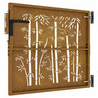 Cancello da giardino 85x100 cm in acciaio corten e bambù